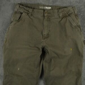 Carhartt Pants Mens 35x32 Moss Green Relaxed Fit Canvas Utility Work Carpenter